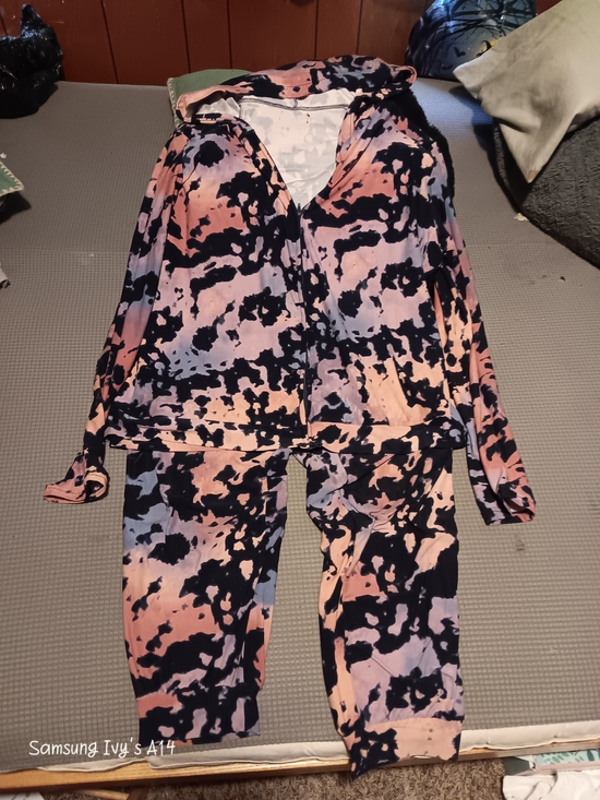 Jolie & Joy by FCT With Love Pants - Tie-Dye Hooded Jogger Set - Pink, Black & Lilac